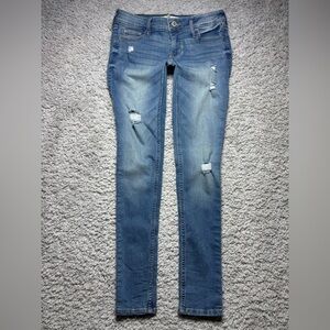 Hollister Jeans Womens 0 Short Skinny Low Rise Light Wash Distressed Casual Y2K